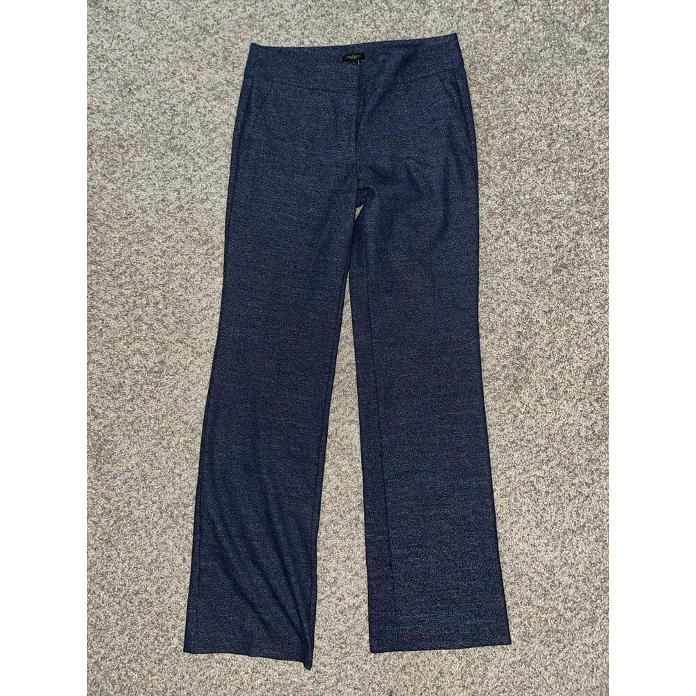 Ann Taylor Factory Blue Tweed Dress Pants Straight Leg Mid Rise Stretch 31"